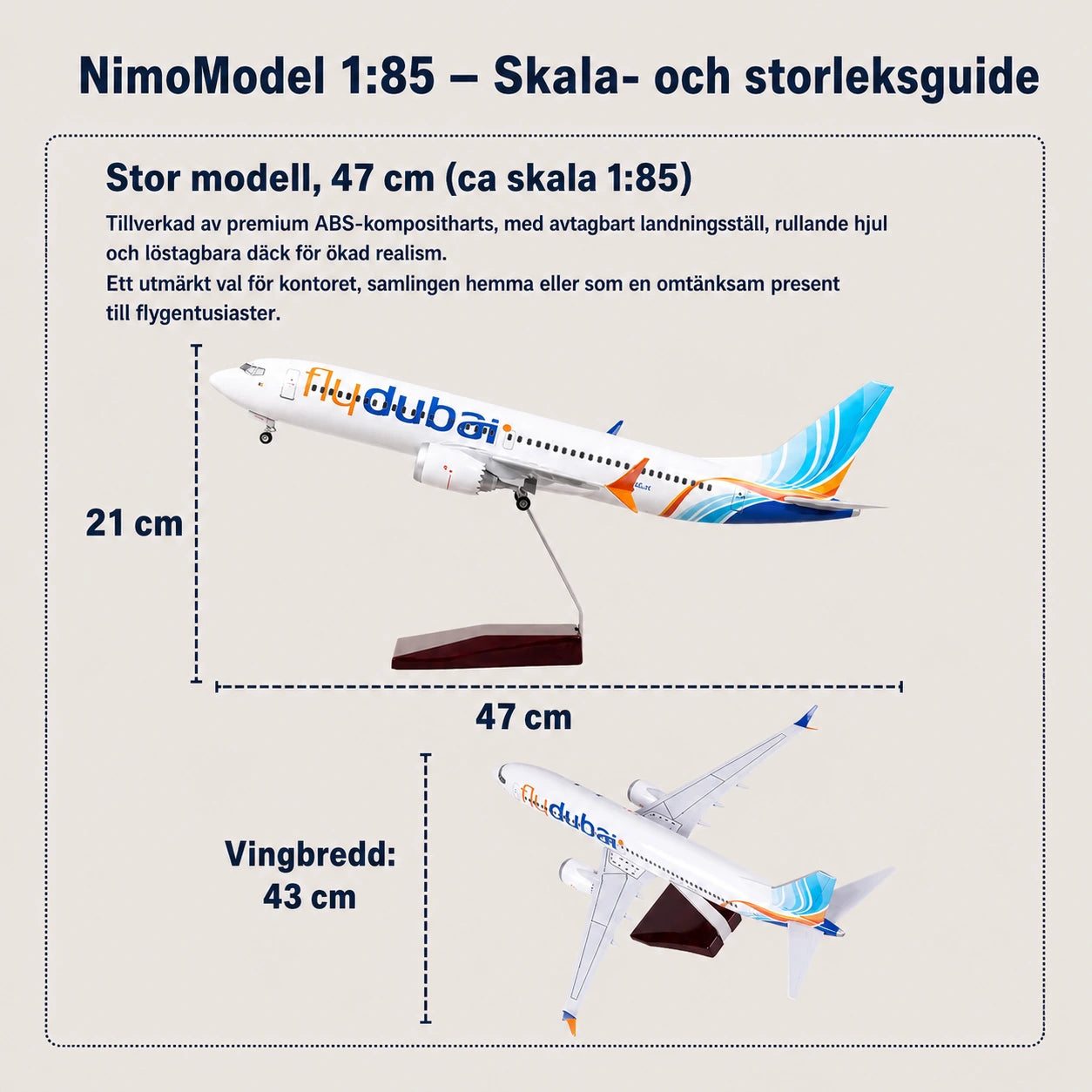 flydubai Boeing 737 modell i skala 1:85
