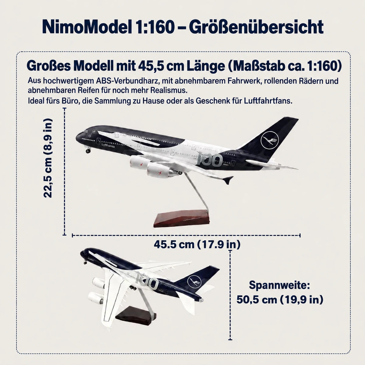 Lufthansa Airbus A380 – Edition zum 100-jährigen Jubiläum – Modell im Maßstab 1:160
