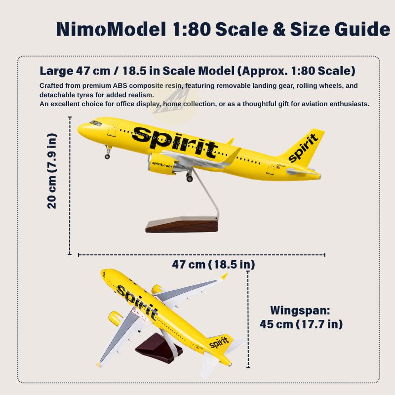 Spirit Airlines Airbus A320 1:80 Scale Model