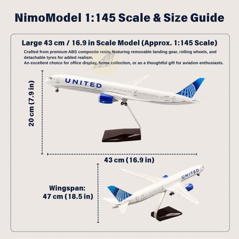 United Airlines Boeing 787-10 Dreamliner 1:145 Scale Model