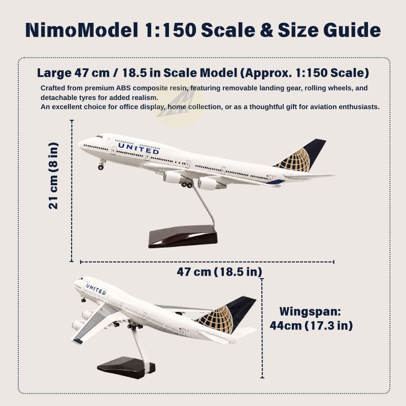United Airlines Boeing 747 1:150 Scale Model