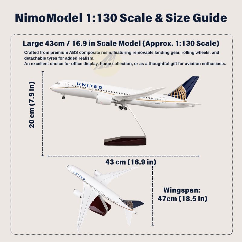 United Airlines Boeing 787 Dreamliner Classic Livery 1:130 Scale Model