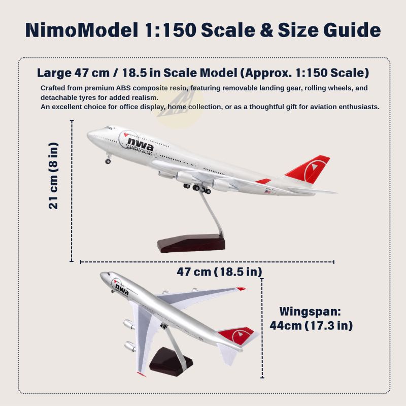 Northwest Airlines Boeing 747 1:150 Scale Model