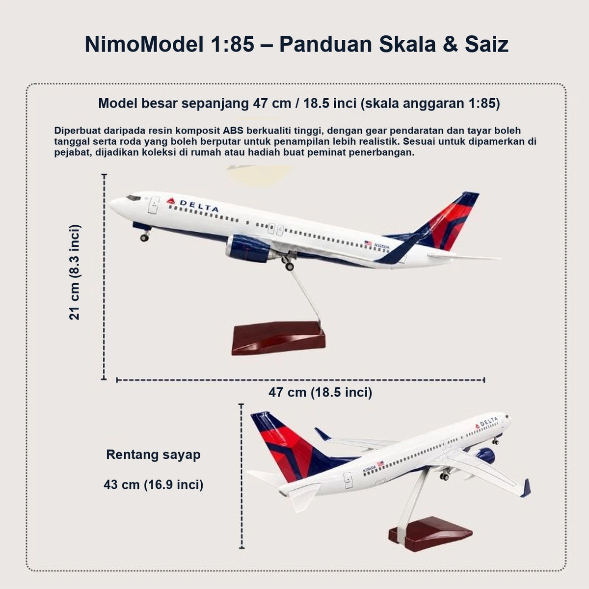 Panduan saiz dan ciri produk
