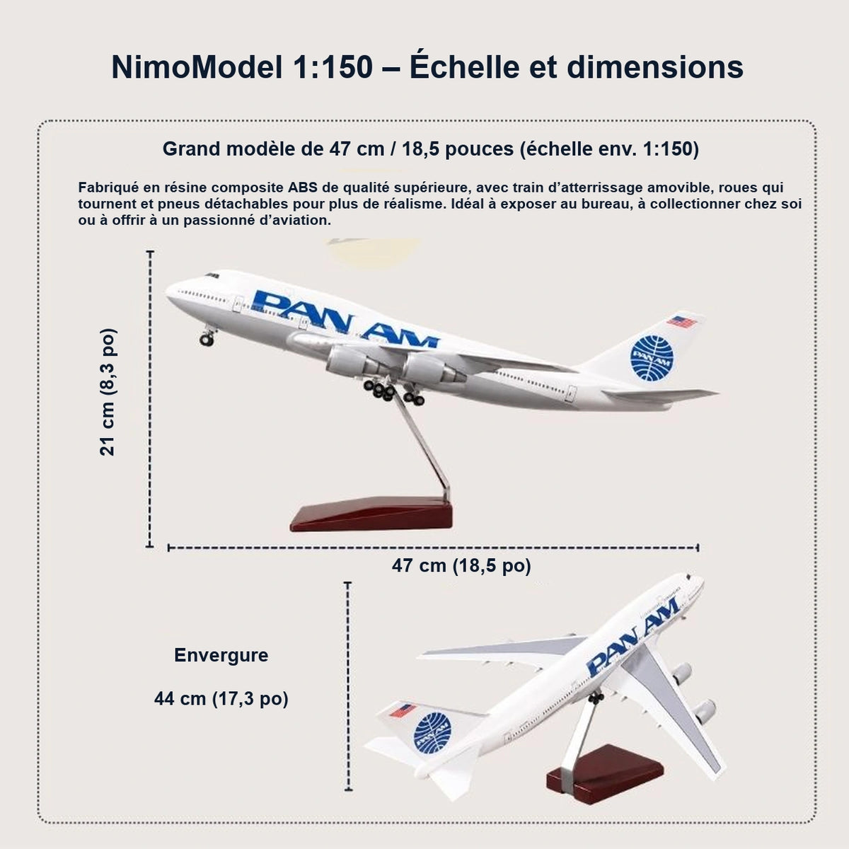 Guide des dimensions et caractéristiques du produit
