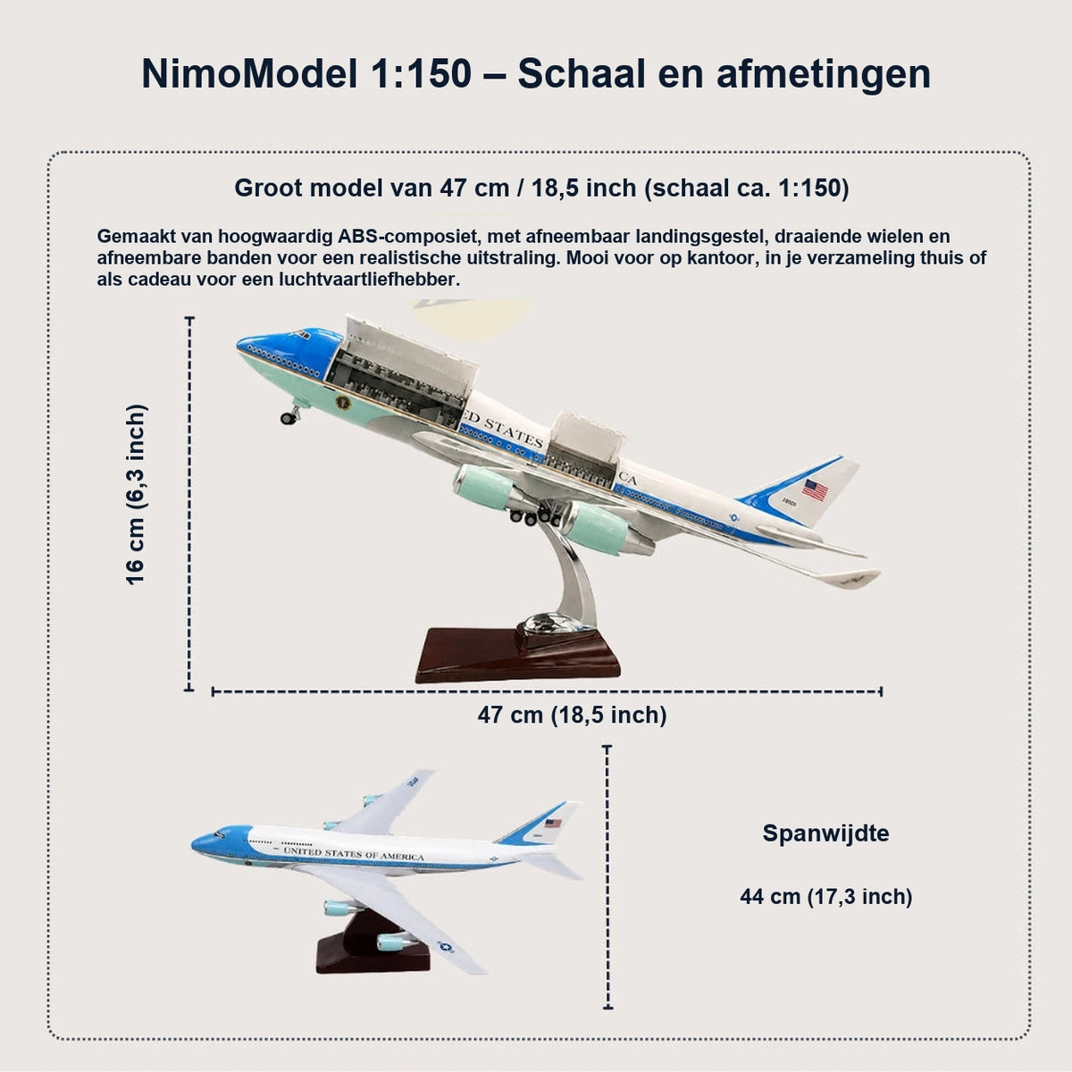 US Air Force One Boeing 747 schaalmodel 1:150