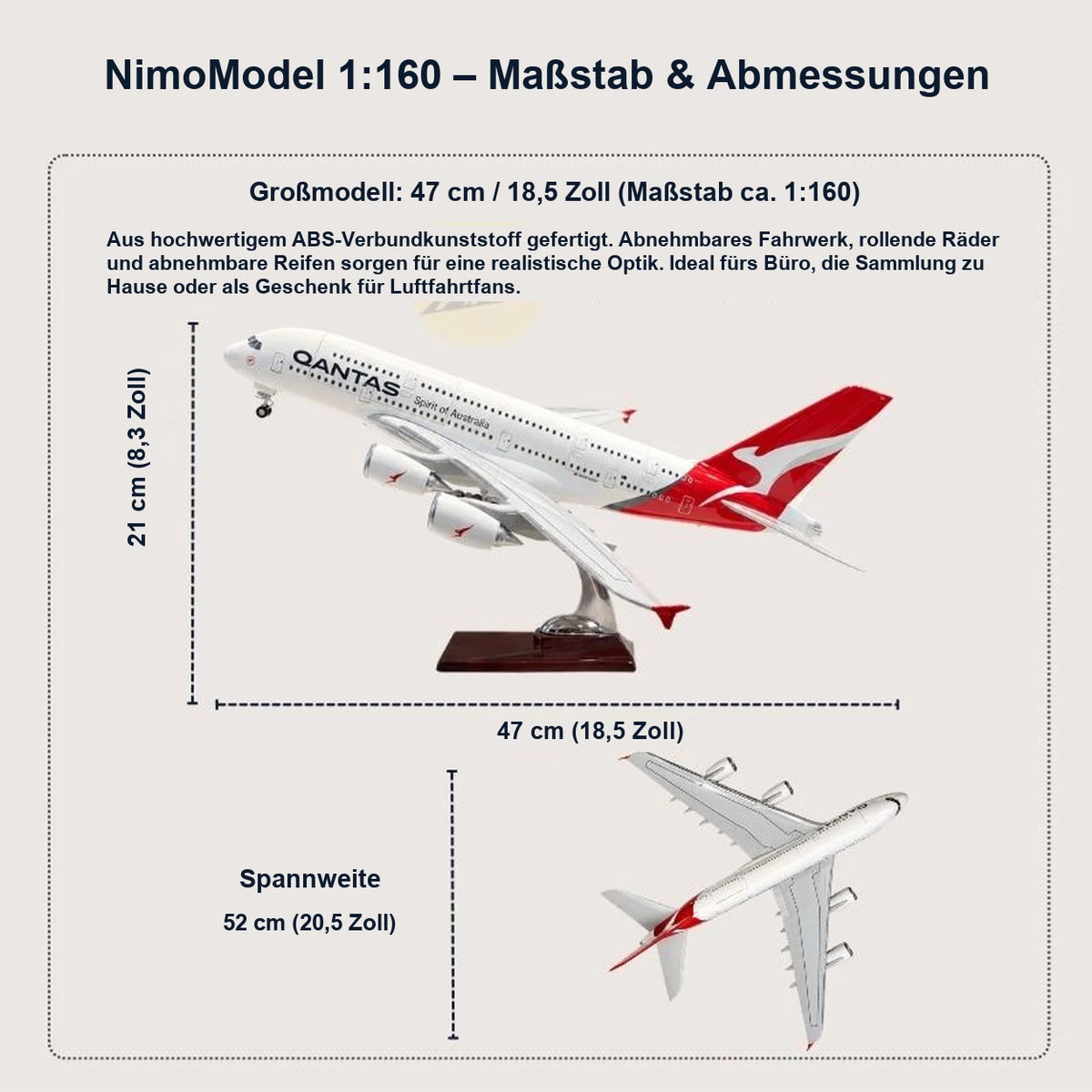 Qantas Airbus A380 Modell im Maßstab 1:160