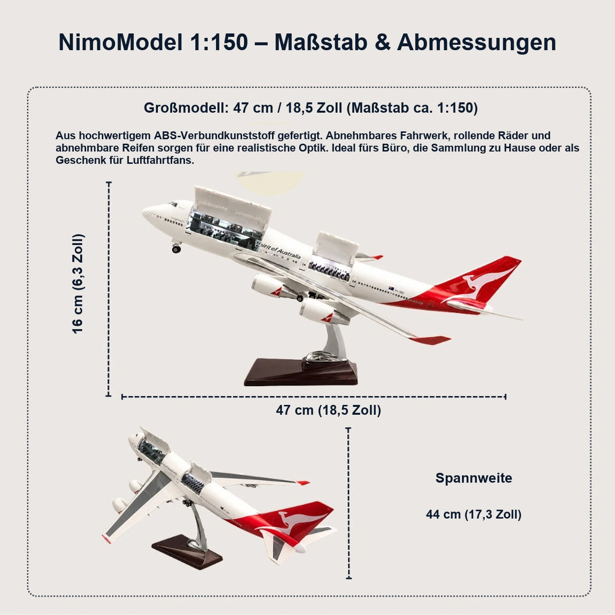 Qantas Boeing 747-400 Modell im Maßstab 1:150