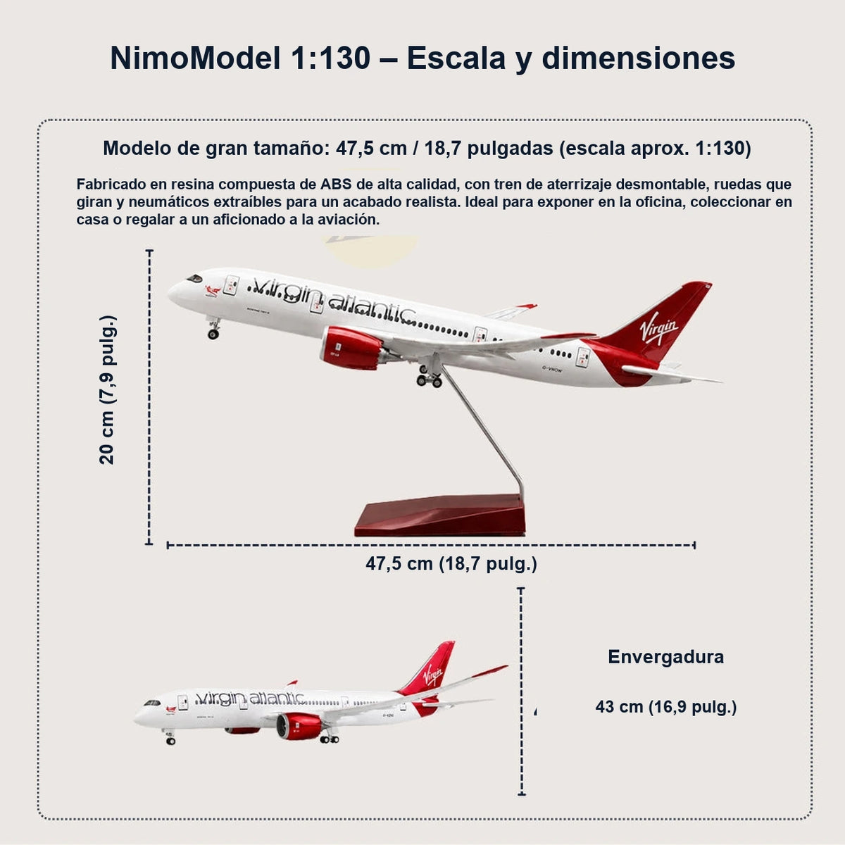 Modelo Virgin Atlantic Boeing 787-9 Dreamliner a escala 1:130