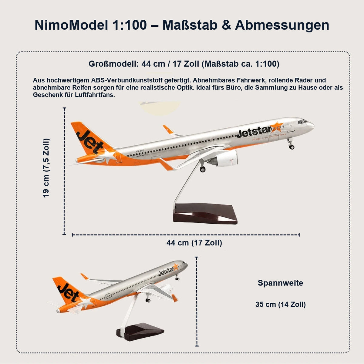 Jetstar Airbus A321neo Modell im Maßstab 1:100