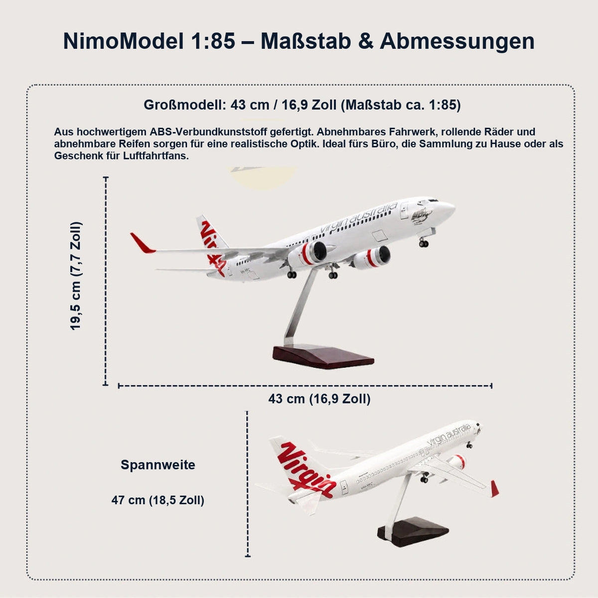 Virgin Australia Boeing 737-800 Modell im Maßstab 1:85