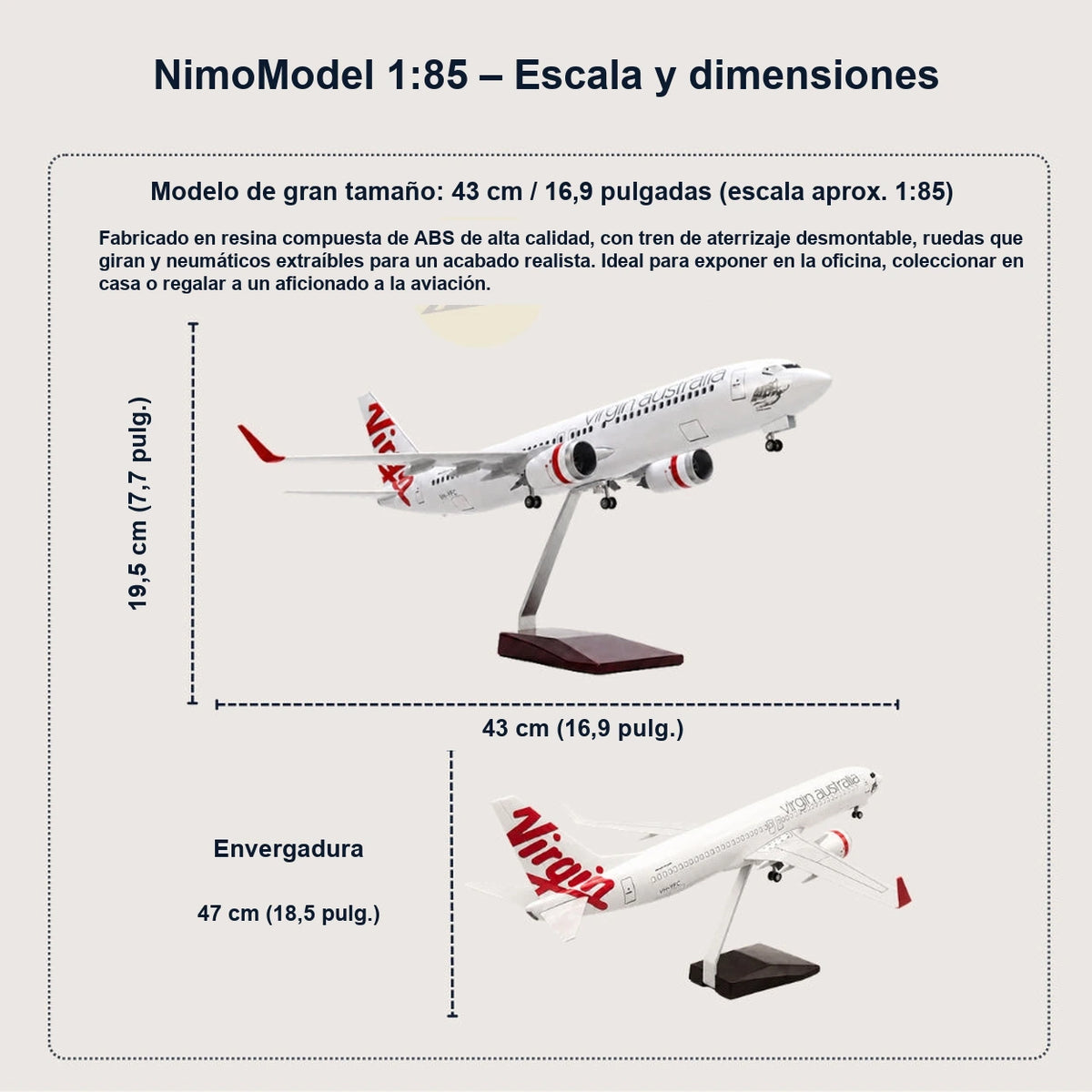 Modelo Virgin Australia Boeing 737-800 a escala 1:85