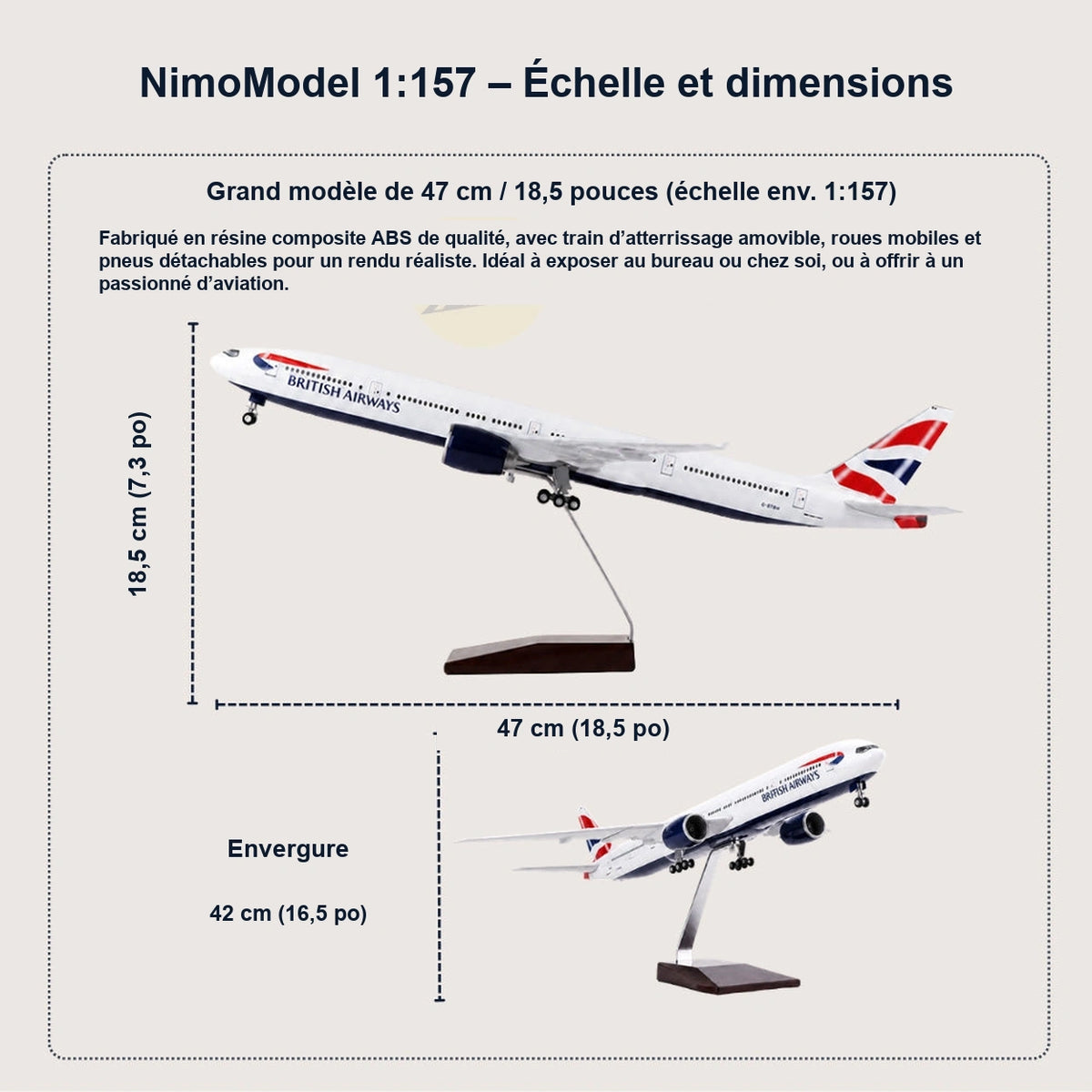 Guide des dimensions et caractéristiques du produit