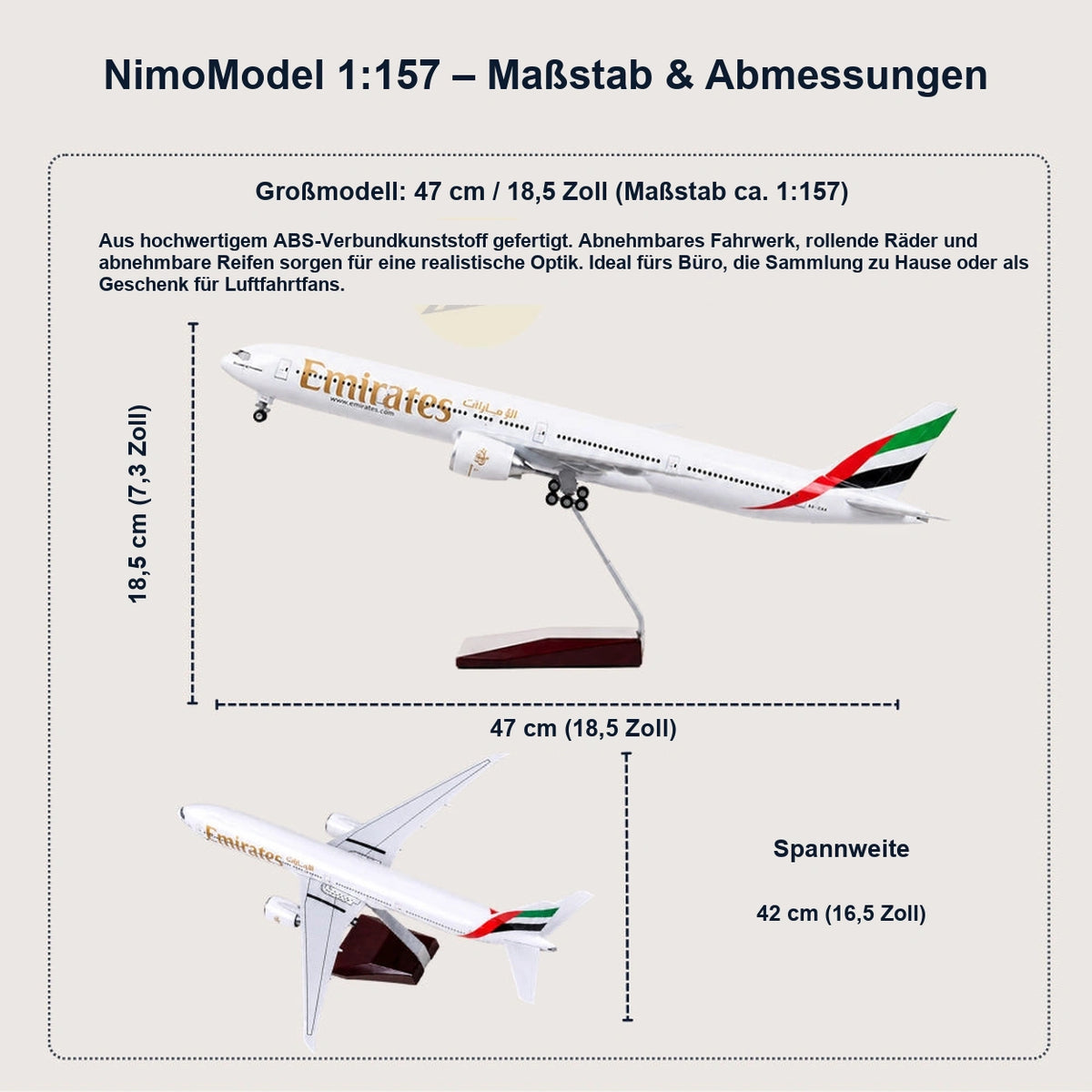 Emirates Boeing 777-300ER Modell im Maßstab 1:157