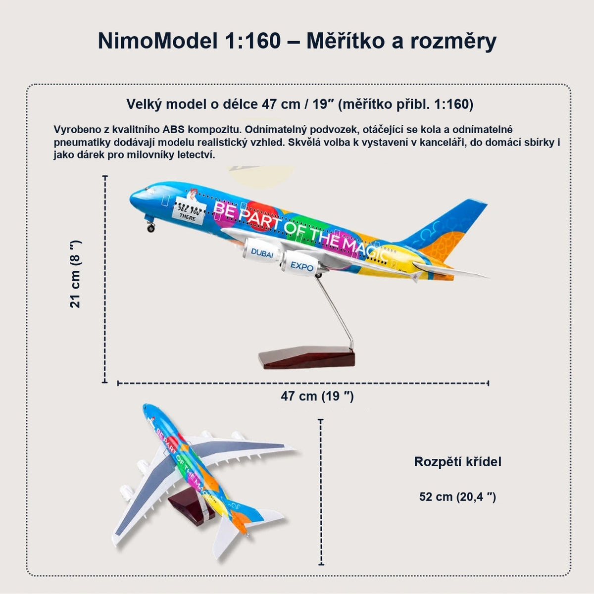 Model Emirates Airbus A380 “Be Part of the Magic” v měřítku 1:160