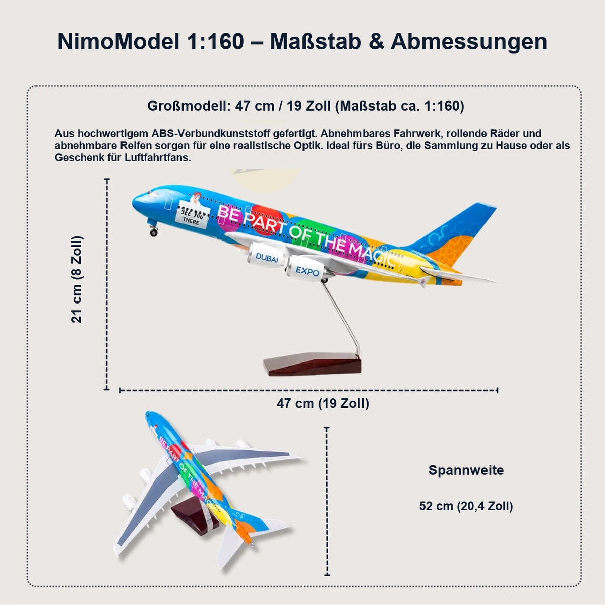 Emirates Airbus A380 “Be Part of the Magic” – Modell im Maßstab 1:160