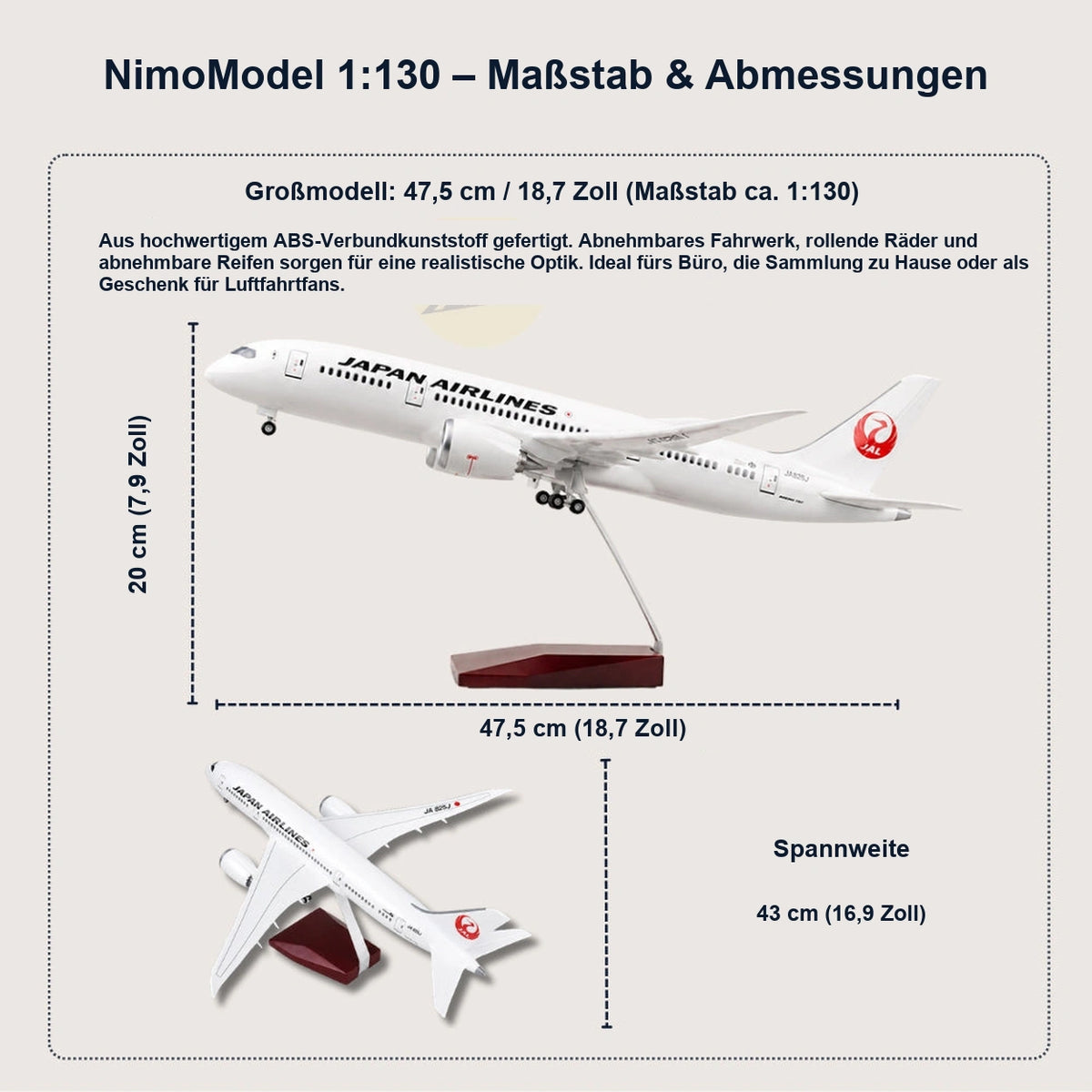JAL Boeing 787 – Modell im Maßstab 1:130