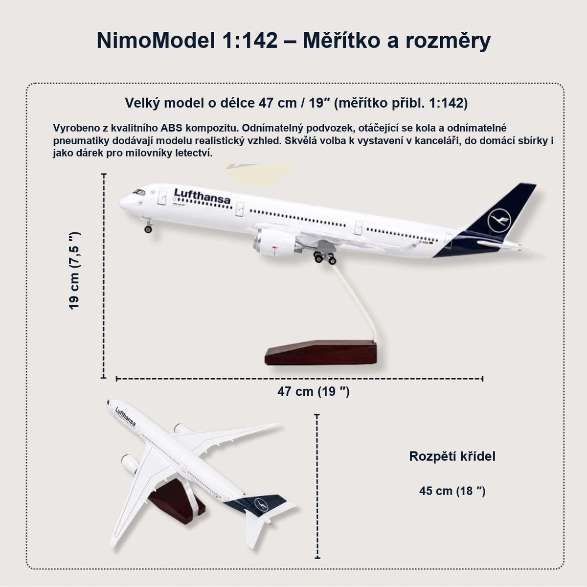 Model Lufthansa Airbus A350 v měřítku 1:142