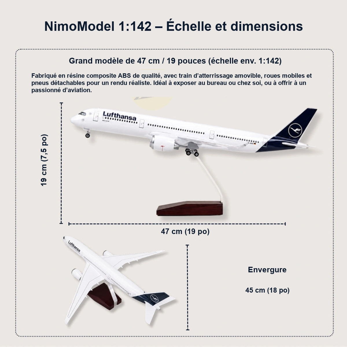 Maquette Lufthansa Airbus A350 à l’échelle 1:142