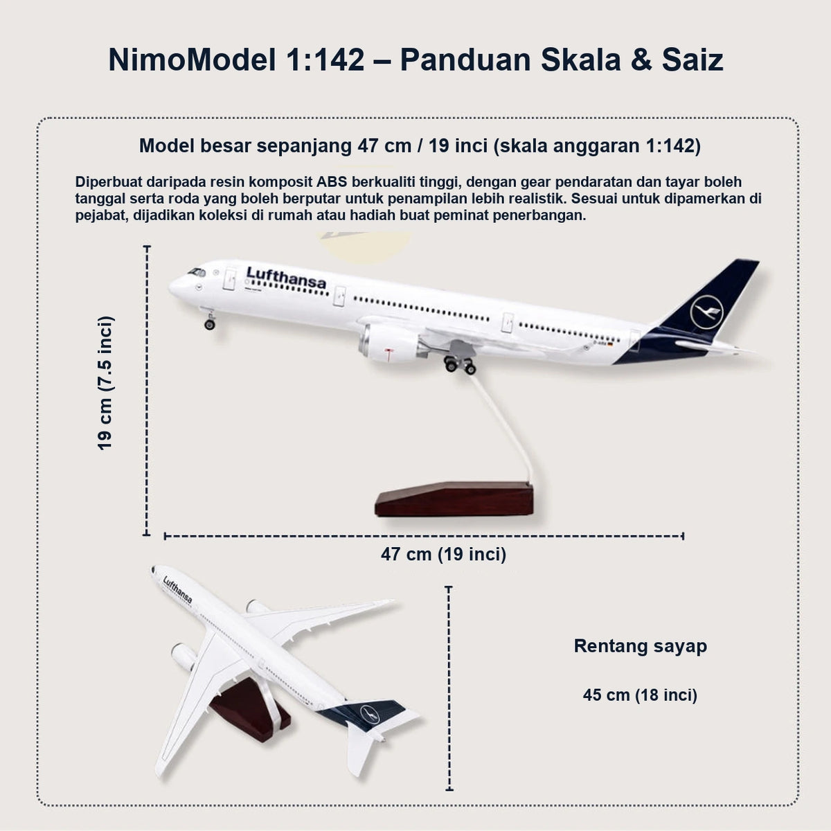 Model Lufthansa Airbus A350 Skala 1:142