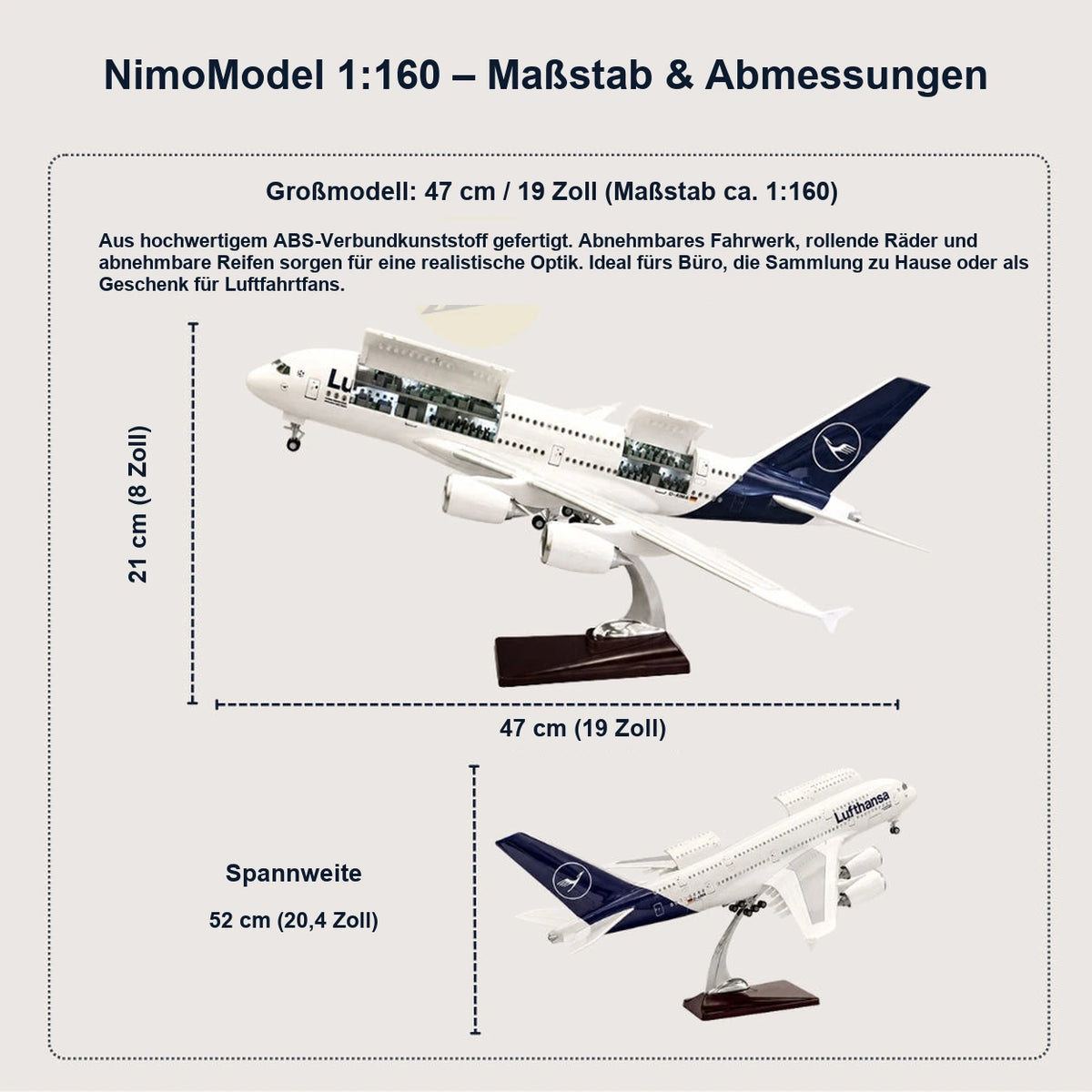 Lufthansa Airbus A380 – Modell im Maßstab 1:160