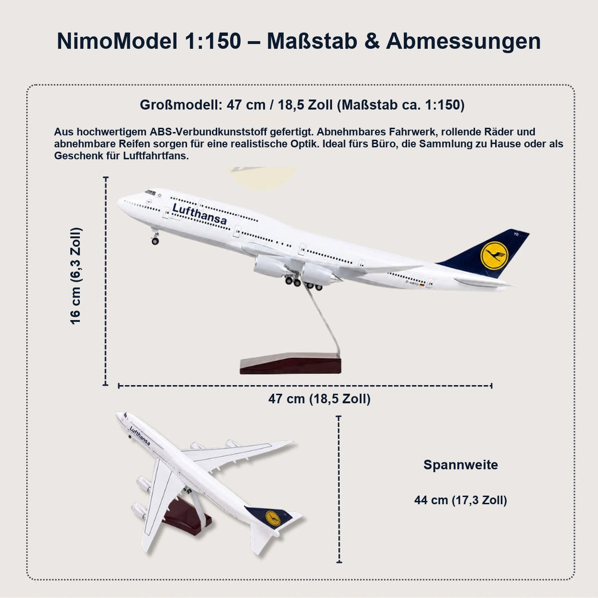 Lufthansa Boeing 747 – klassische Lackierung – Modell im Maßstab 1:150