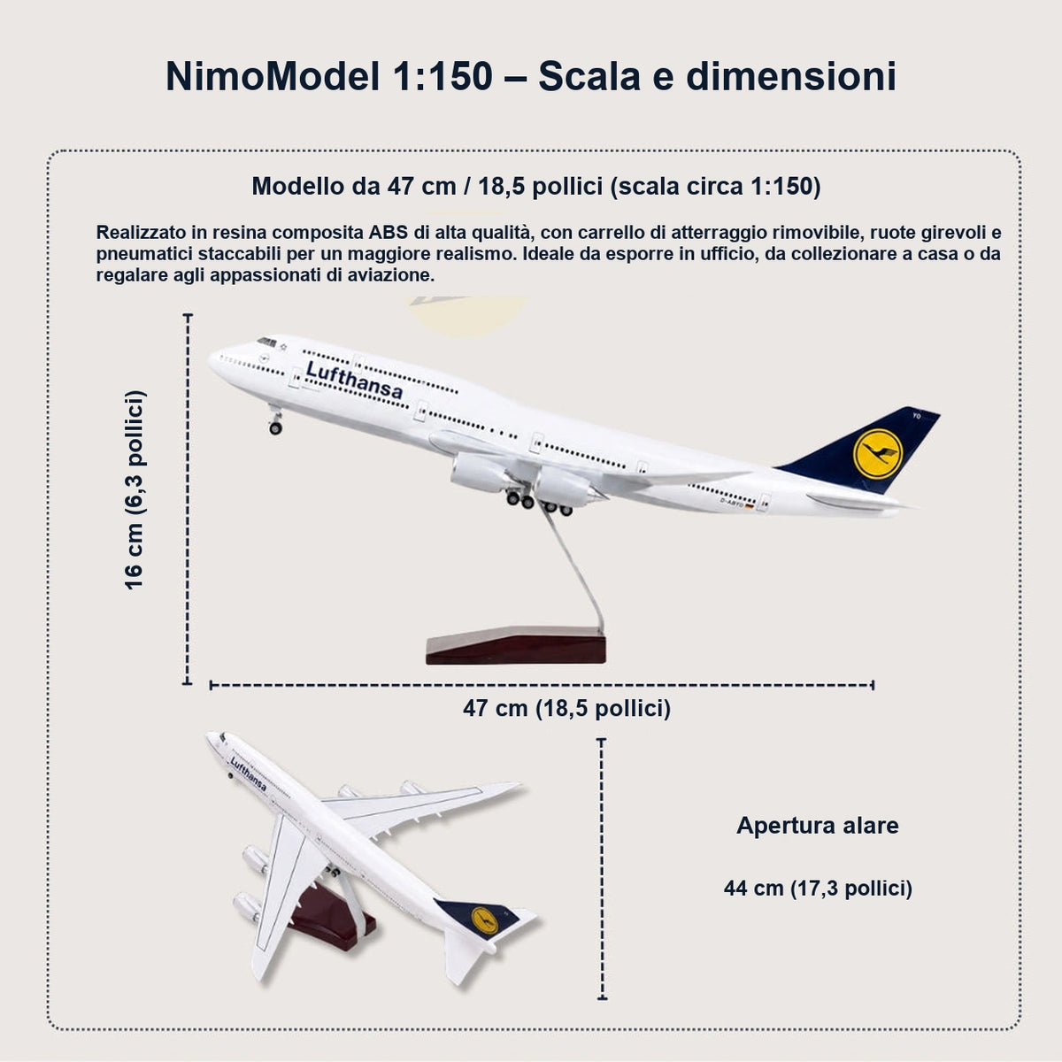 Modellino Lufthansa Boeing 747 – livrea classica in scala 1:150