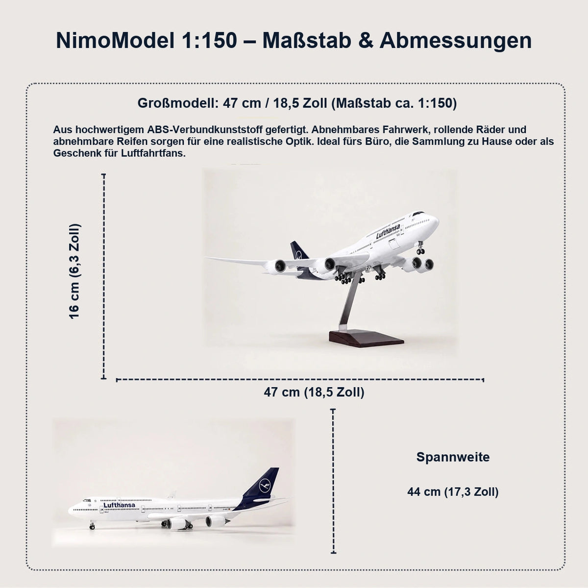 Lufthansa Boeing 747 – neue Lackierung – Modell im Maßstab 1:150