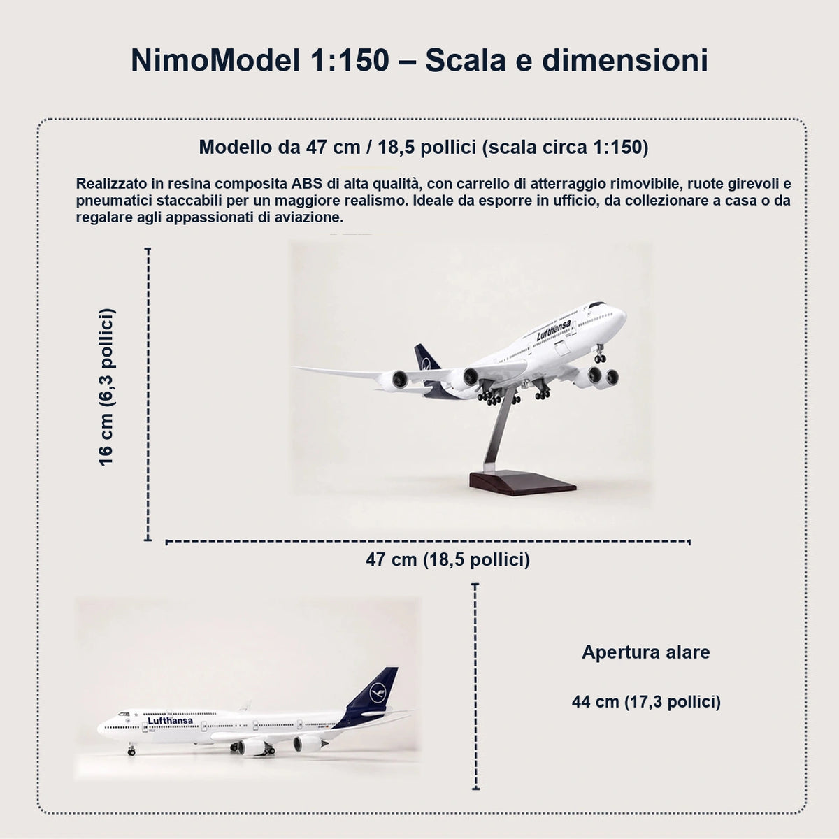 Modellino Lufthansa Boeing 747 – nuova livrea in scala 1:150