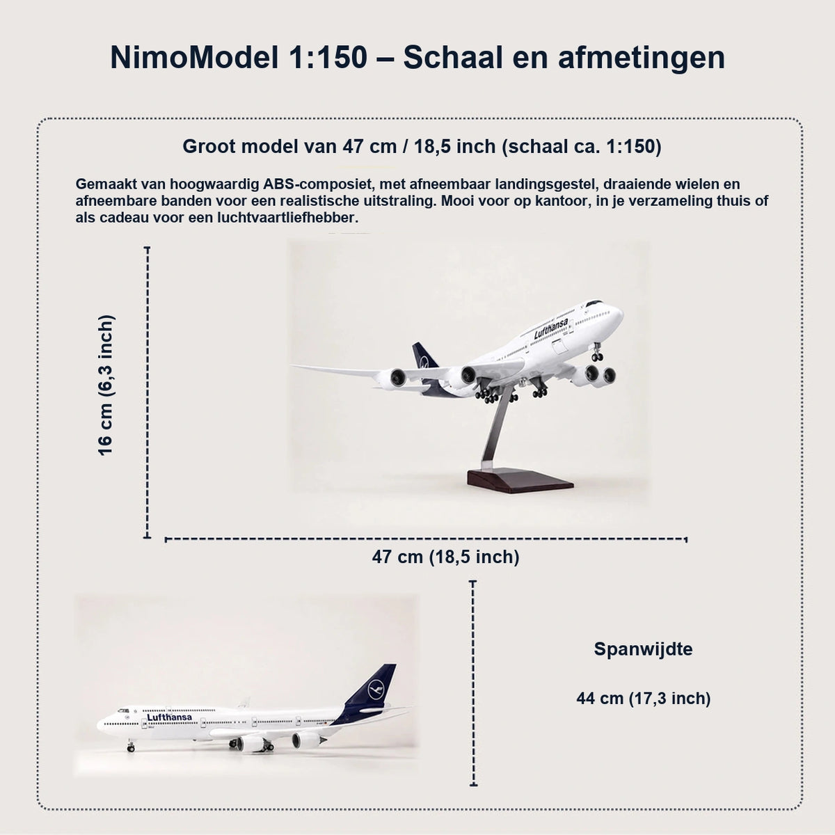 Schaalmodel Lufthansa Boeing 747 – nieuwe kleurstelling 1:150