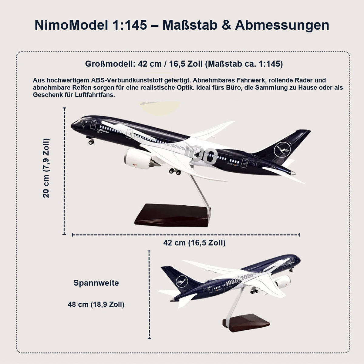 Lufthansa Boeing 787-9 – 100 Jahre Jubiläumsedition – Modell im Maßstab 1:145
