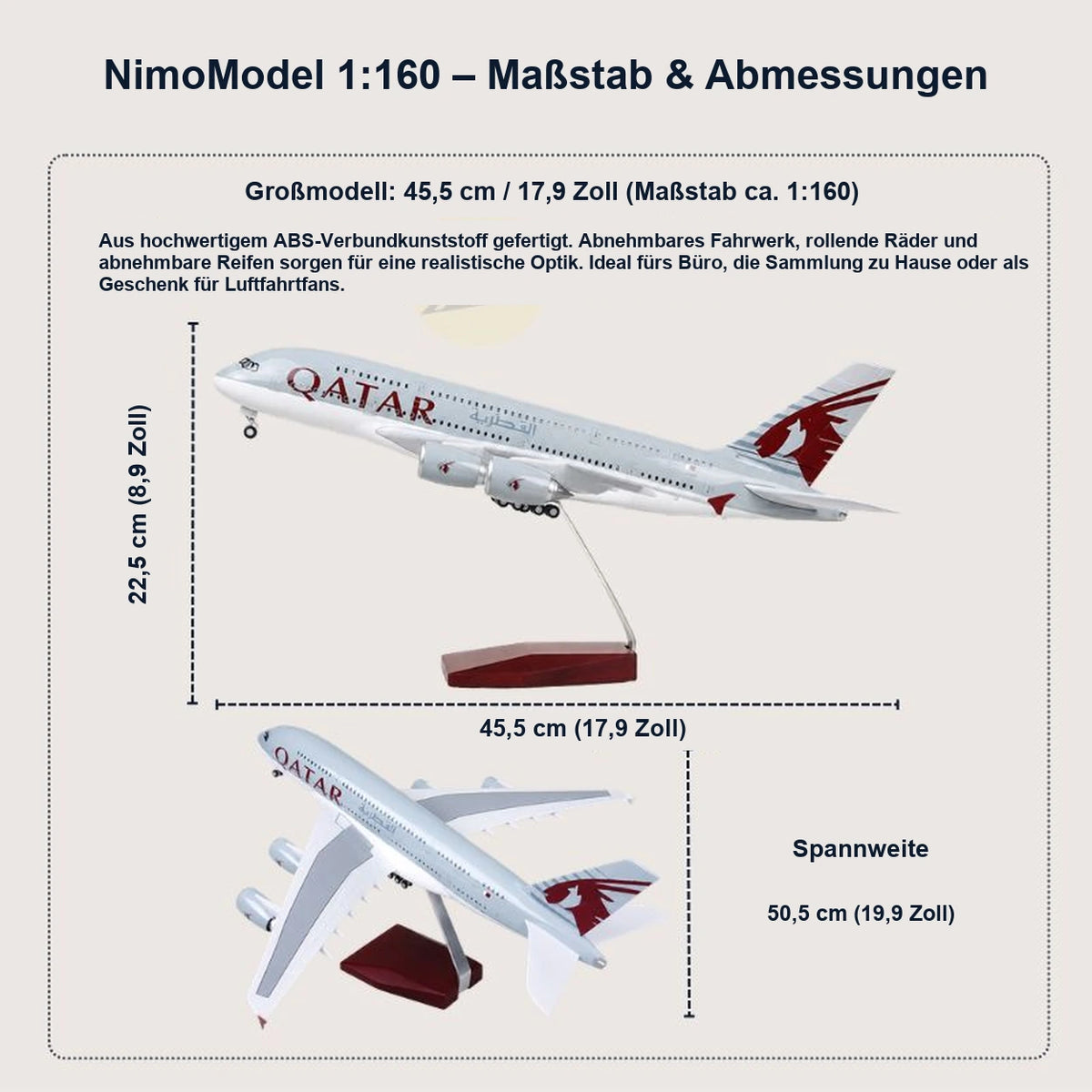 Qatar Airways Airbus A380 – Modell im Maßstab 1:160