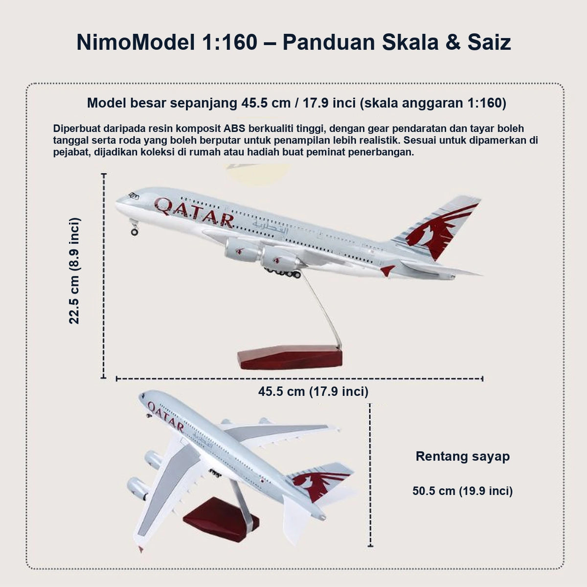 Panduan saiz dan ciri produk