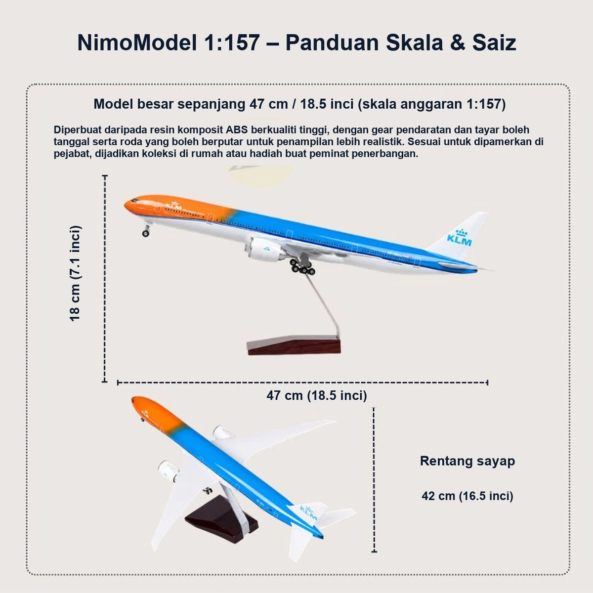 Panduan saiz dan ciri produk