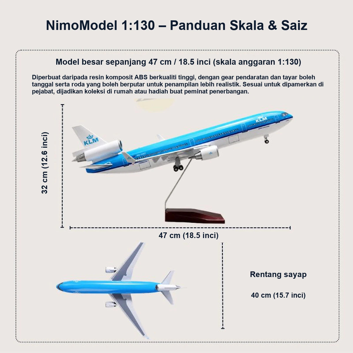 Panduan saiz dan ciri produk