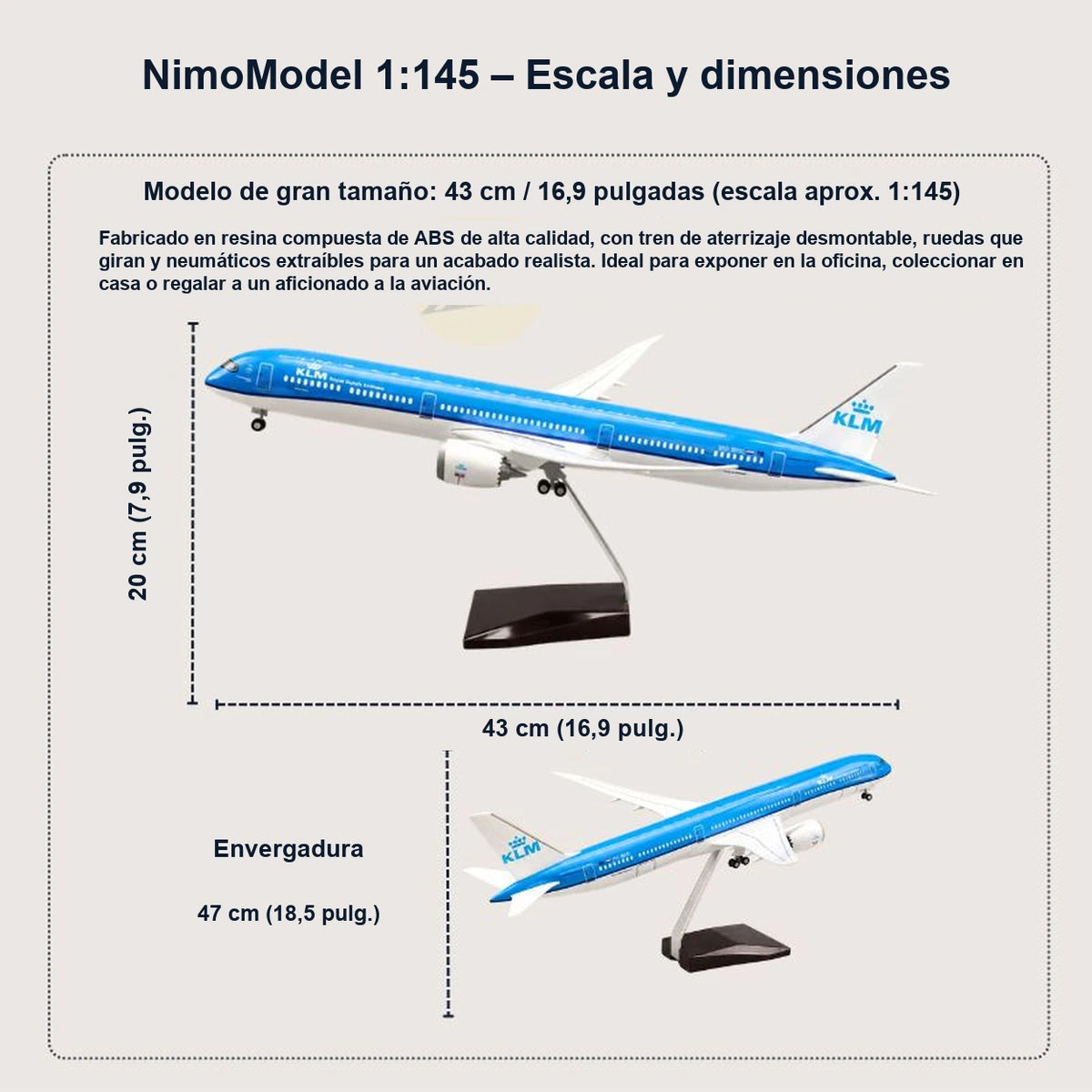Maqueta Boeing 787-10 de KLM a escala 1:145