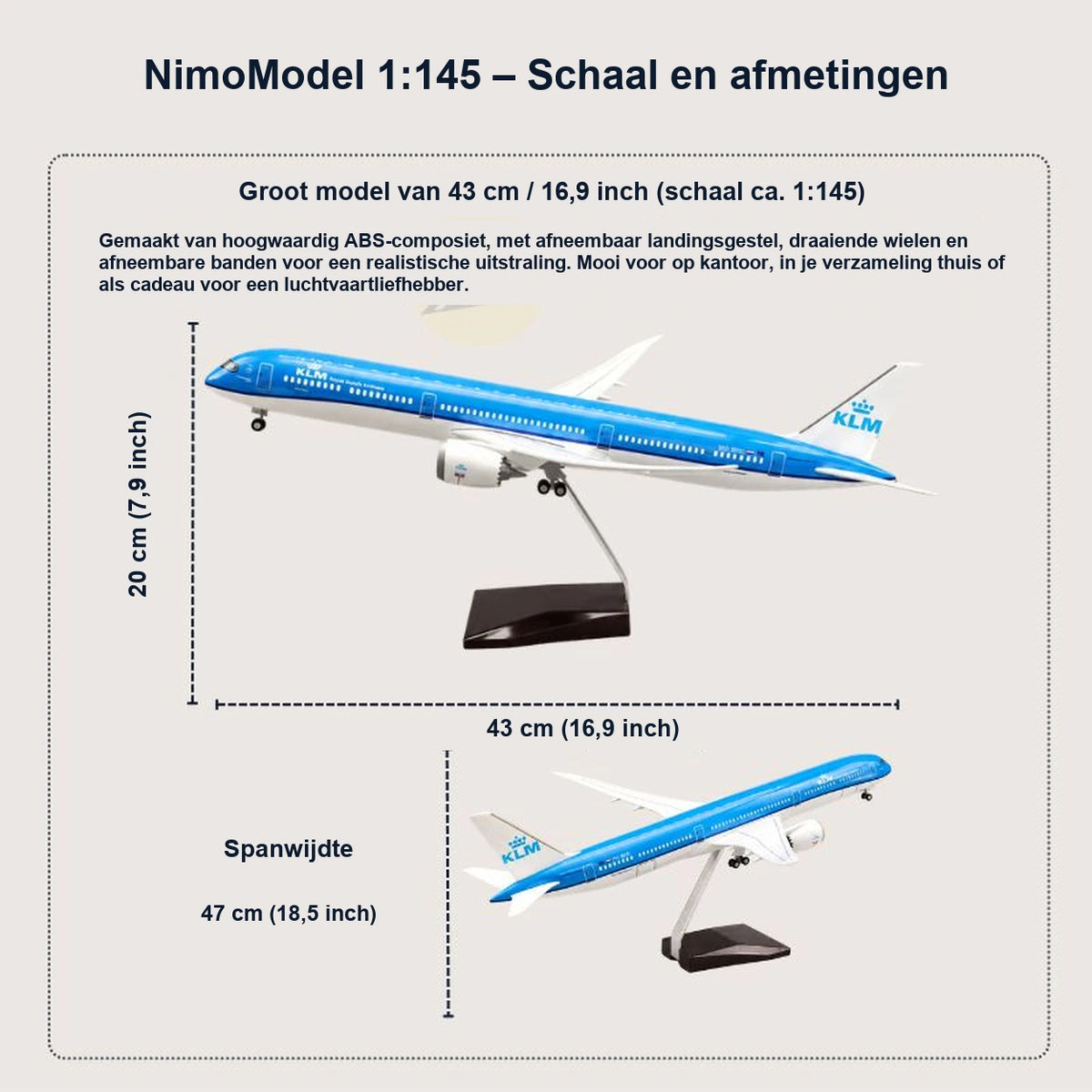 Schaalmodel KLM Boeing 787-10 1:145