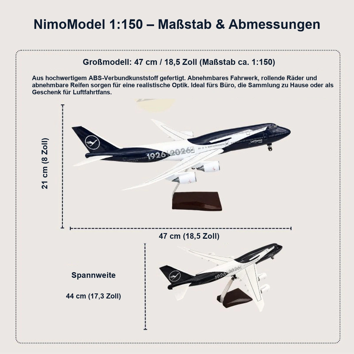 Lufthansa Boeing 747-8 – Edition zum 100-jährigen Jubiläum – Modell im Maßstab 1:150
