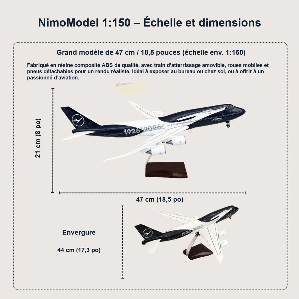 Guide des dimensions et caractéristiques du produit
