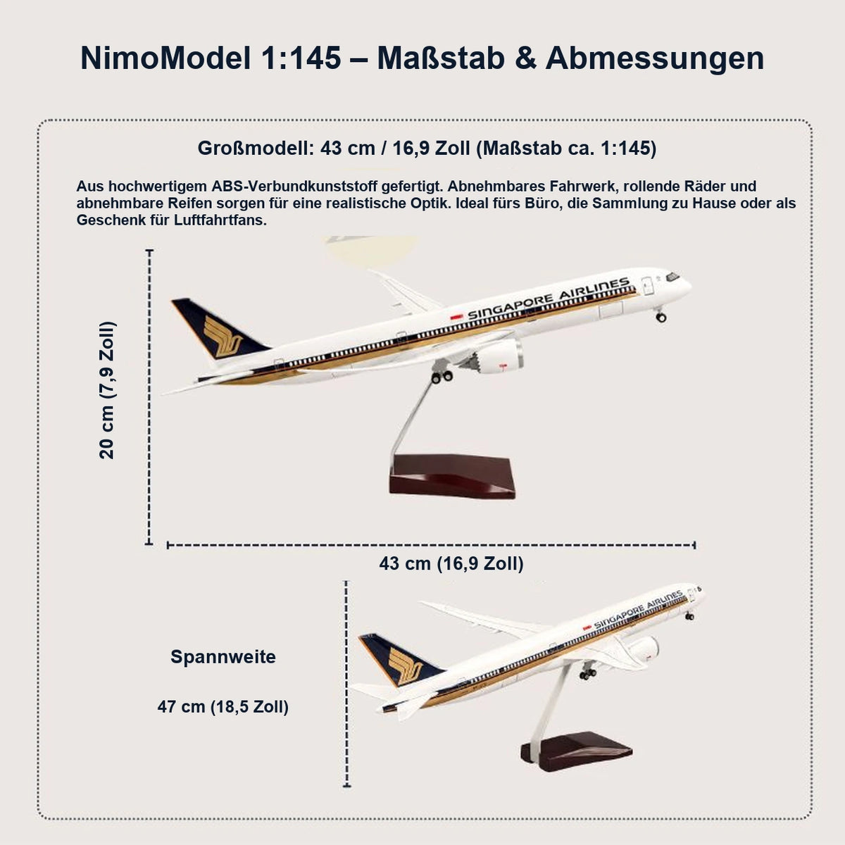 Singapore Airlines Boeing 787-10 Dreamliner – Modell im Maßstab 1:145