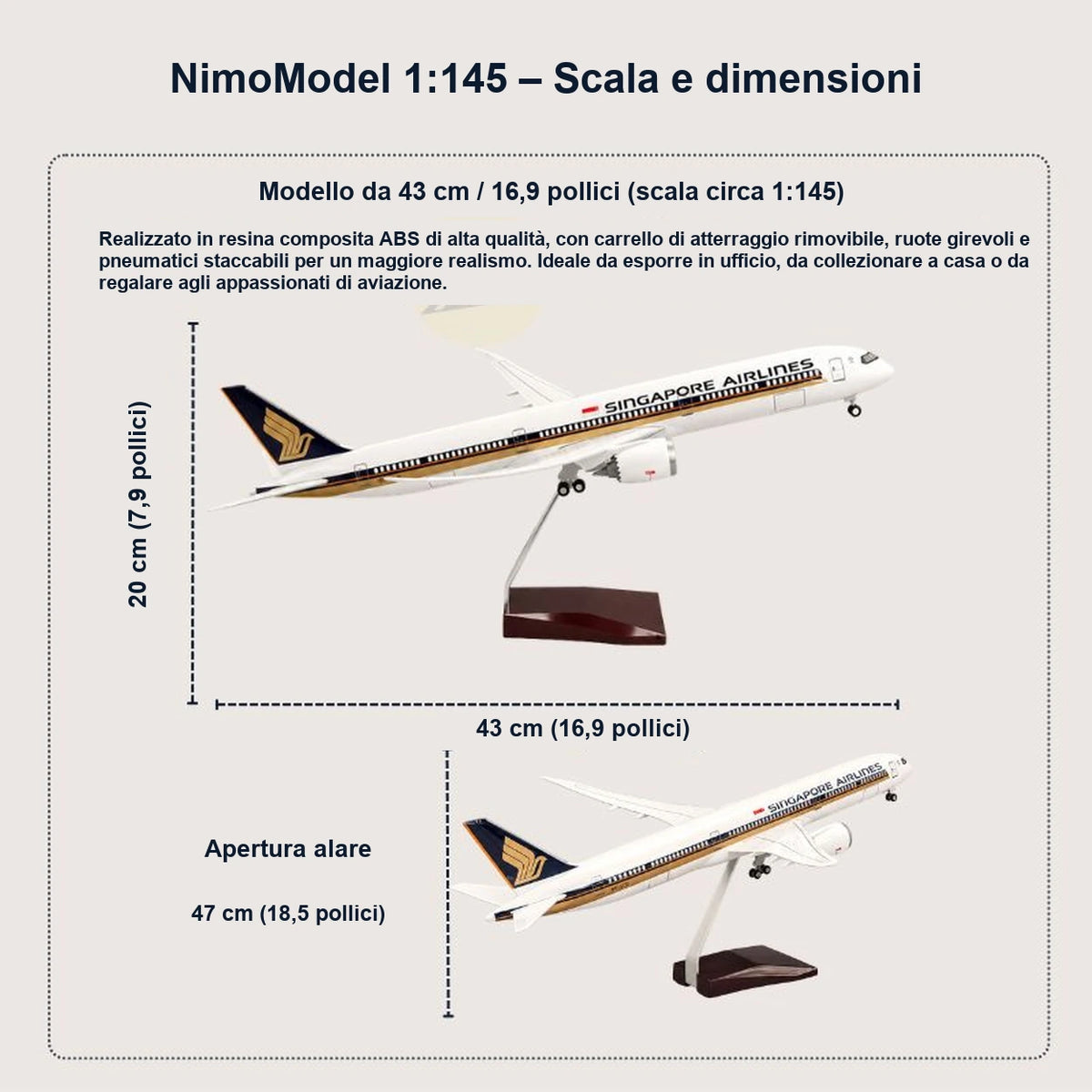 Modellino Boeing 787-10 Dreamliner Singapore Airlines in scala 1:145