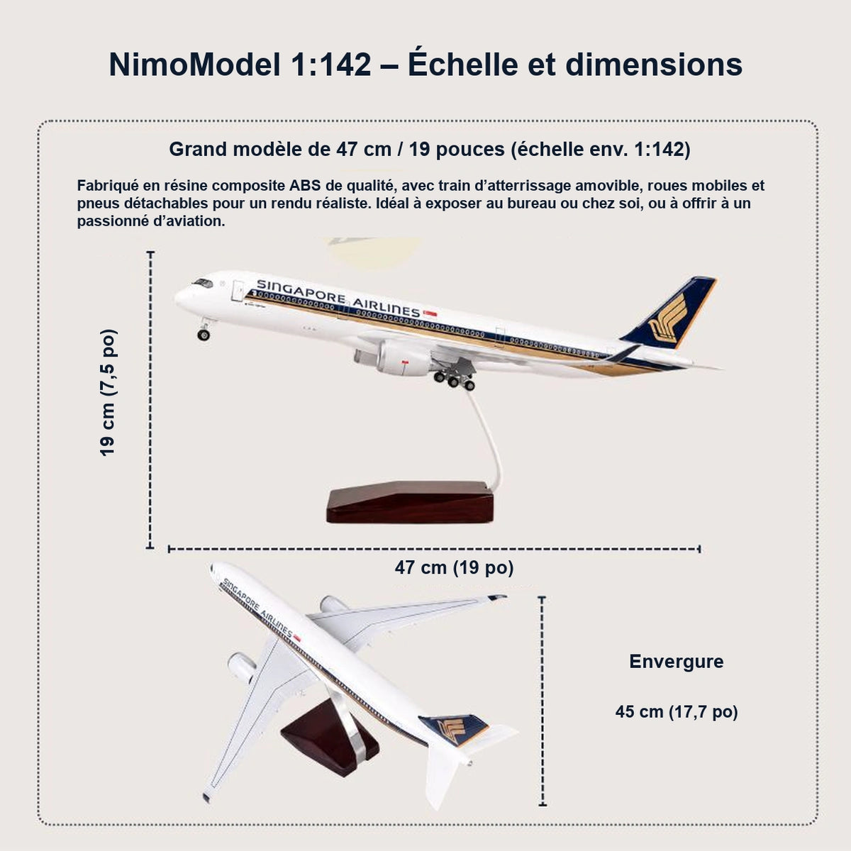 Maquette Airbus A350 de Singapore Airlines à l’échelle 1:142
