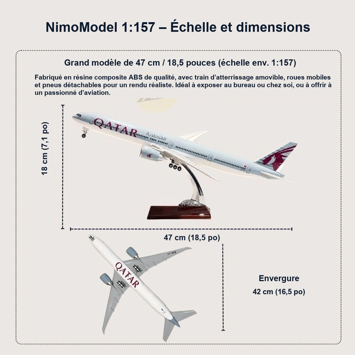 Maquette du Boeing 777-300ER de Qatar Airways à l’échelle 1:157
