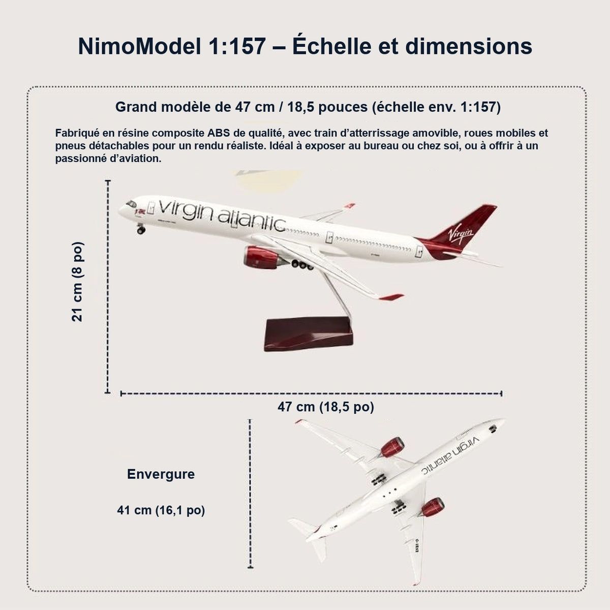 Maquette de l’Airbus A350-1000 de Virgin Atlantic à l’échelle 1:157