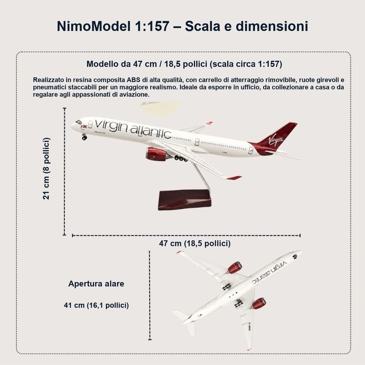 Modellino Airbus A350-1000 di Virgin Atlantic in scala 1:157