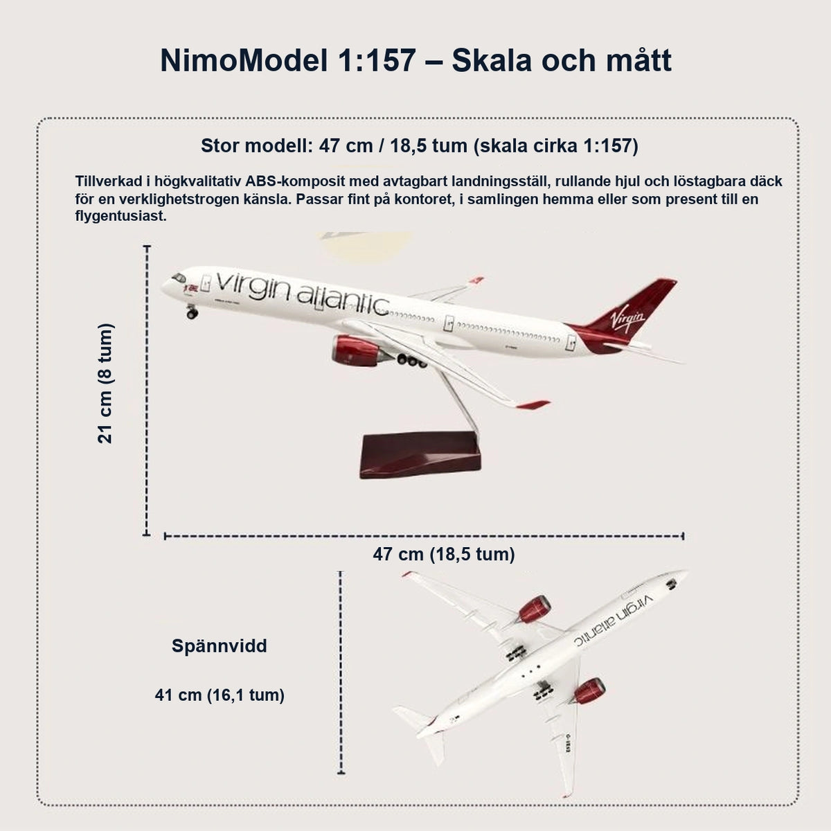 Virgin Atlantic Airbus A350-1000 – modell i skala 1:157