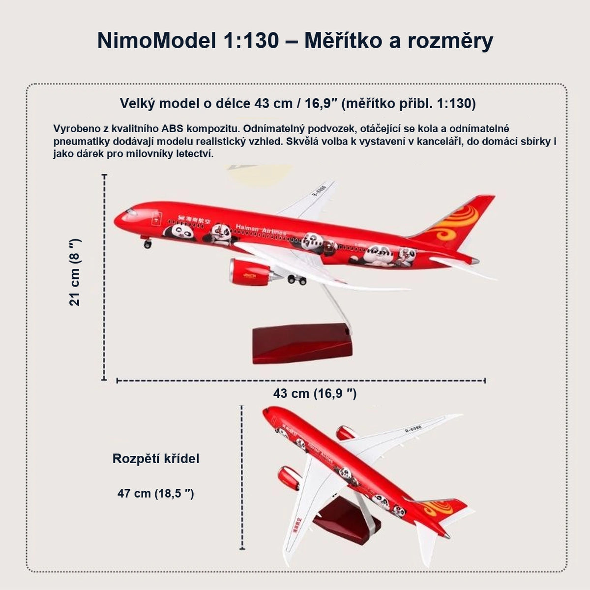 Model Boeing 787 Hainan Airlines v edici Kung Fu Panda v měřítku 1:130