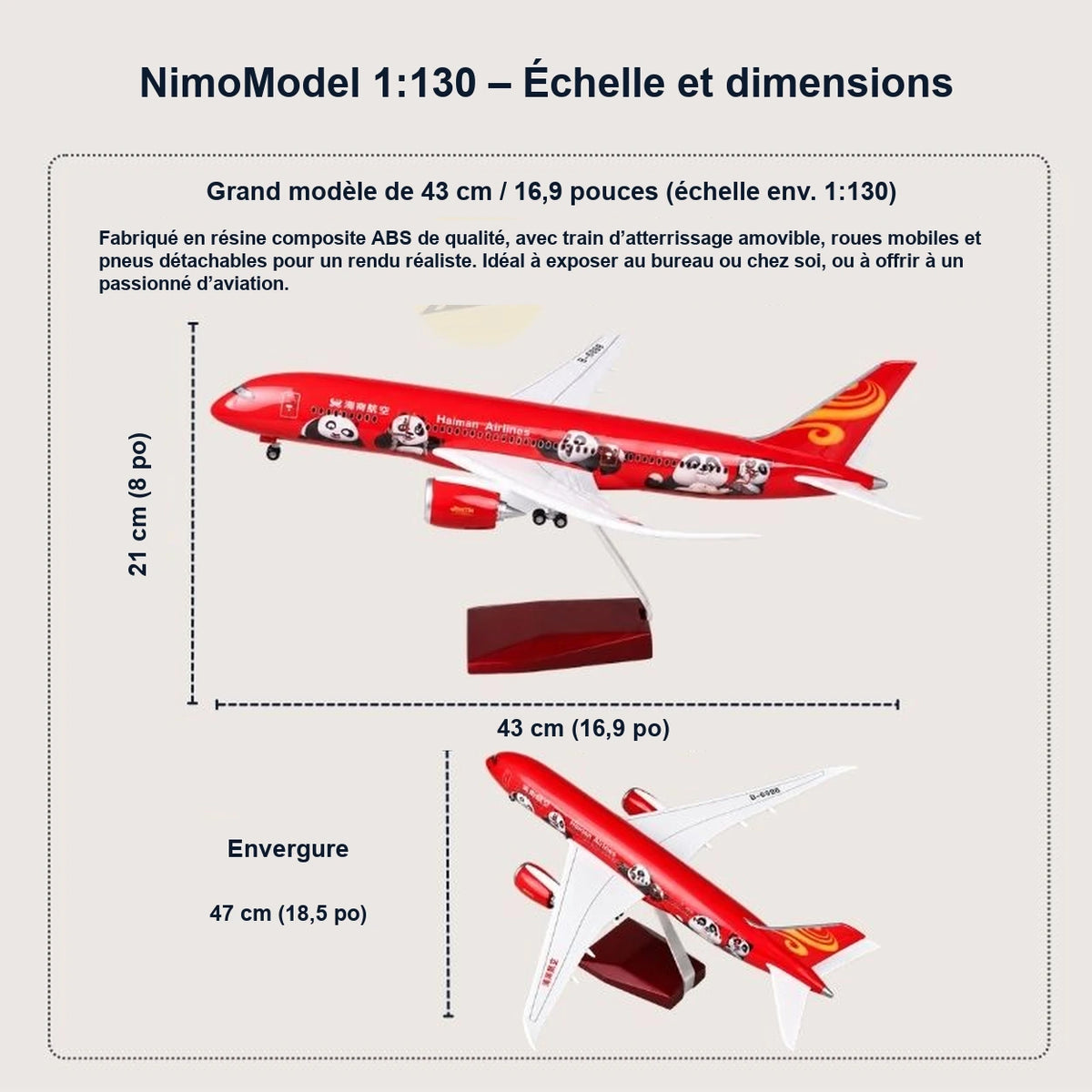 Maquette Boeing 787 Hainan Airlines « Kung Fu Panda » à l’échelle 1:130