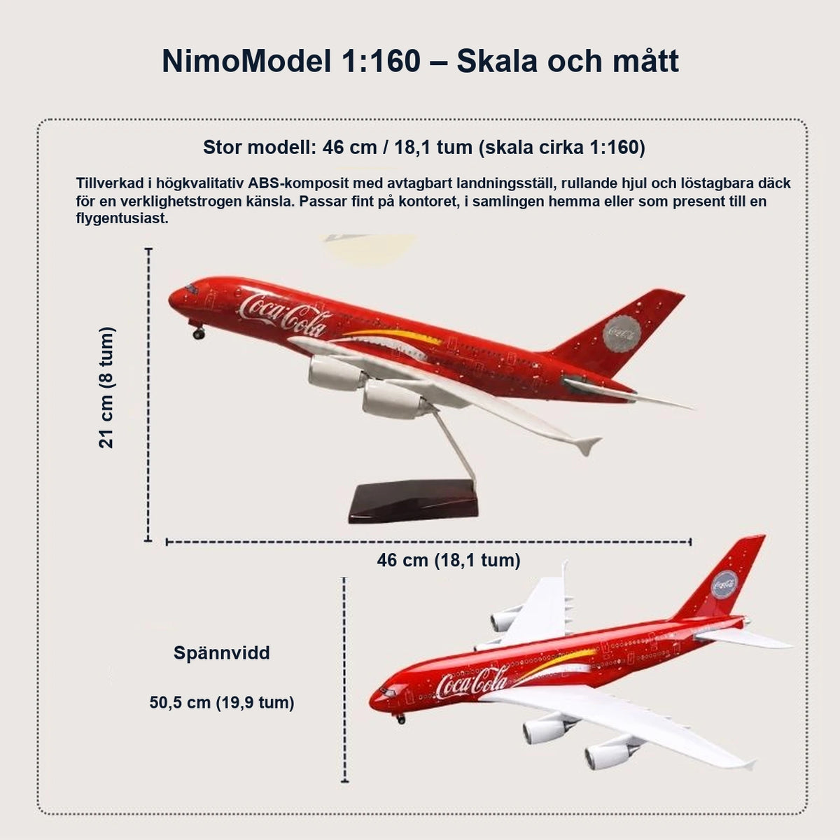 Airbus A380 Coca-Cola-utgåva – modell i skala 1:160