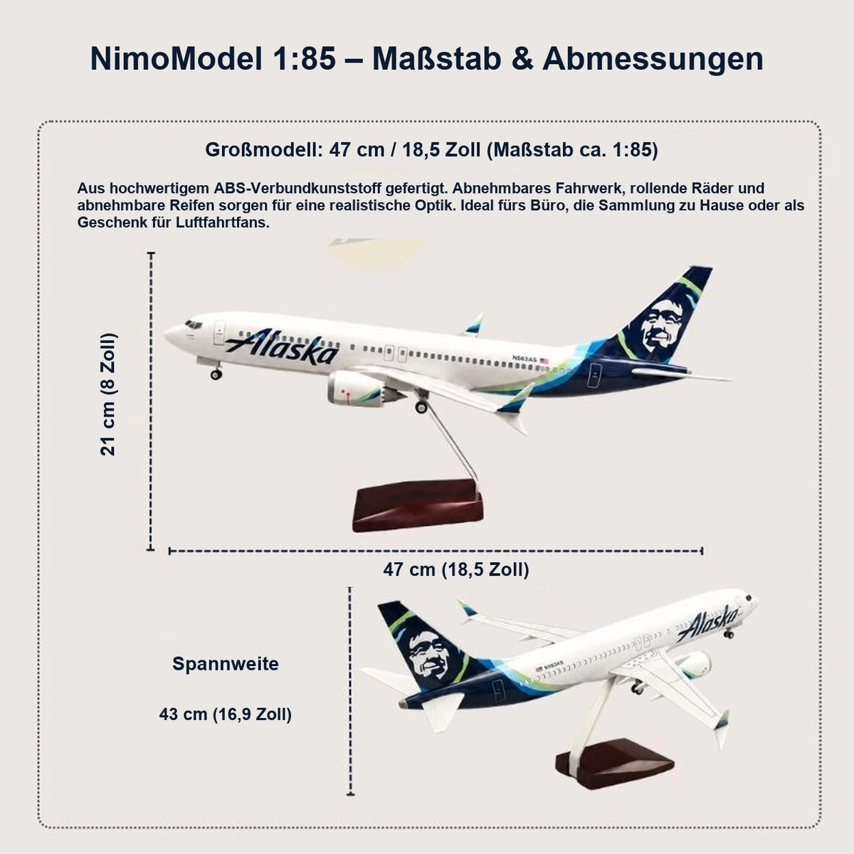 Alaska Airlines Boeing 737 – Modell im Maßstab 1:85
